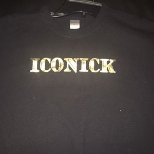 Black and gold “ICONICK” Iconick clothing brand